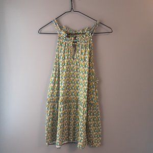 LOFT Green White Yellow Floral Flowy Boho Halter Cami Tank Top, New! Small